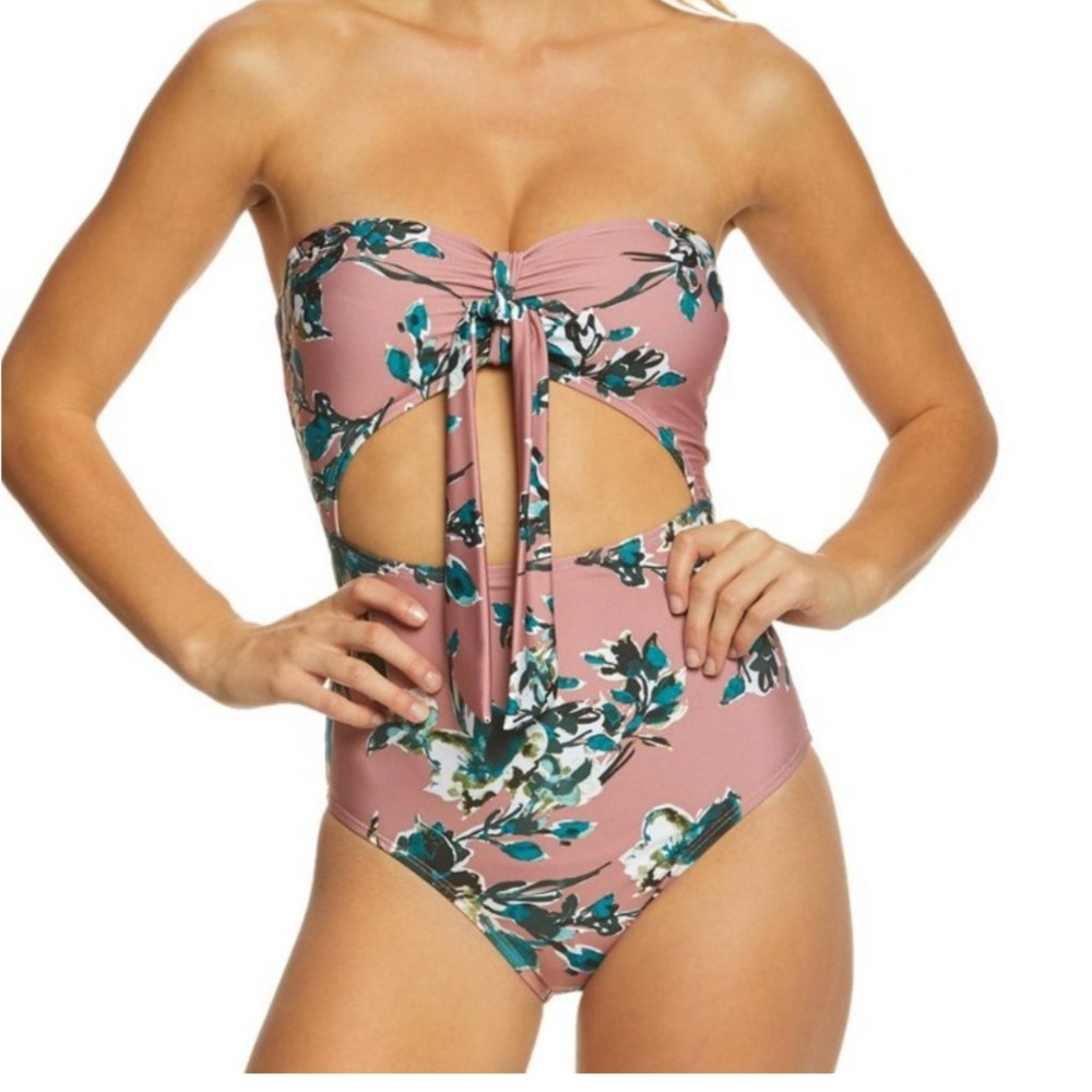 Splendid Women's Strapless Cut Out One Piece Swimsuit